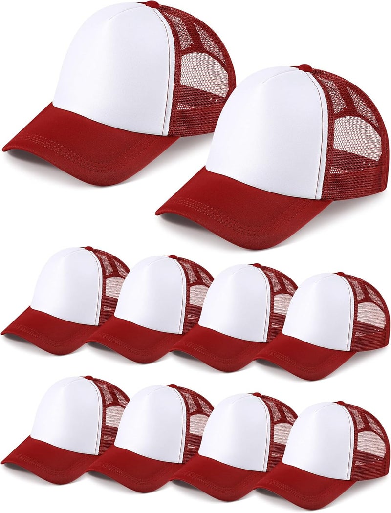 Tarpop 10 Pcs Sublimation Blank Trucker Hats Bulk Mesh Baseball Cap Polyester Mesh Trucker Hat for Men and Women - Image 1